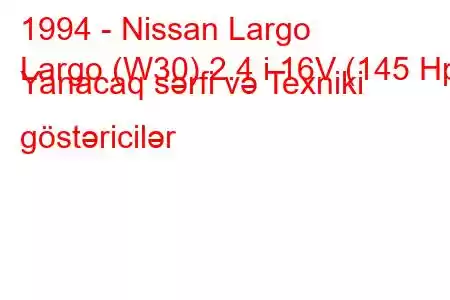 1994 - Nissan Largo
Largo (W30) 2.4 i 16V (145 Hp) Yanacaq sərfi və Texniki göstəricilər