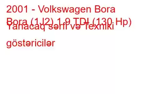 2001 - Volkswagen Bora
Bora (1J2) 1.9 TDI (130 Hp) Yanacaq sərfi və Texniki göstəricilər