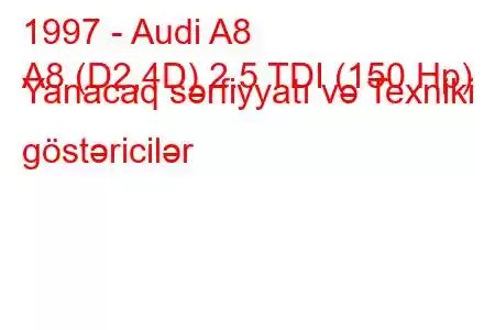 1997 - Audi A8
A8 (D2,4D) 2.5 TDI (150 Hp) Yanacaq sərfiyyatı və Texniki göstəricilər