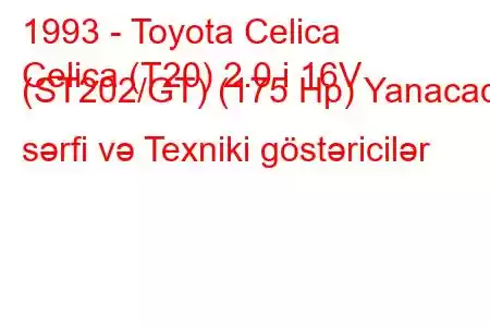 1993 - Toyota Celica
Celica (T20) 2.0 i 16V (ST202/GT) (175 Hp) Yanacaq sərfi və Texniki göstəricilər