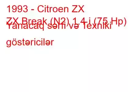 1993 - Citroen ZX
ZX Break (N2) 1.4 i (75 Hp) Yanacaq sərfi və Texniki göstəricilər