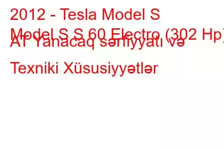 2012 - Tesla Model S
Model S S 60 Electro (302 Hp) AT Yanacaq sərfiyyatı və Texniki Xüsusiyyətlər