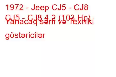 1972 - Jeep CJ5 - CJ8
CJ5 - CJ8 4.2 (103 Hp) Yanacaq sərfi və Texniki göstəricilər