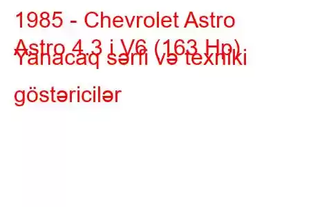 1985 - Chevrolet Astro
Astro 4.3 i V6 (163 Hp) Yanacaq sərfi və texniki göstəricilər