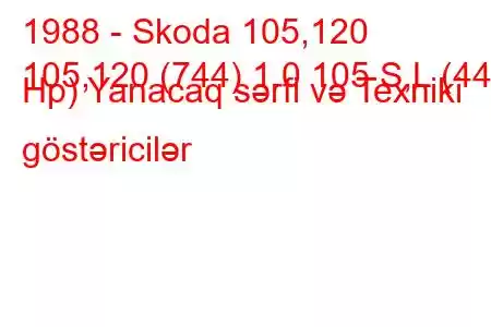 1988 - Skoda 105,120
105,120 (744) 1.0 105 S,L (44 Hp) Yanacaq sərfi və Texniki göstəricilər