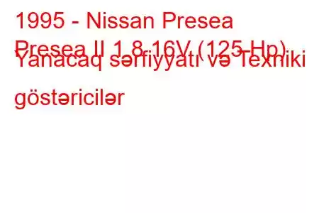 1995 - Nissan Presea
Presea II 1.8 16V (125 Hp) Yanacaq sərfiyyatı və Texniki göstəricilər