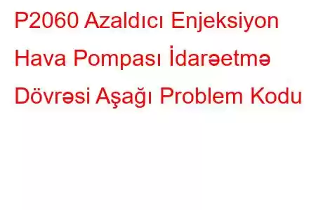 P2060 Azaldıcı Enjeksiyon Hava Pompası İdarəetmə Dövrəsi Aşağı Problem Kodu