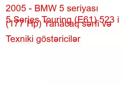 2005 - BMW 5 seriyası
5 Series Touring (E61) 523 i (177 Hp) Yanacaq sərfi və Texniki göstəricilər