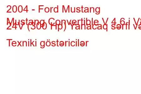 2004 - Ford Mustang
Mustang Convertible V 4.6 i V8 24V (300 Hp) Yanacaq sərfi və Texniki göstəricilər