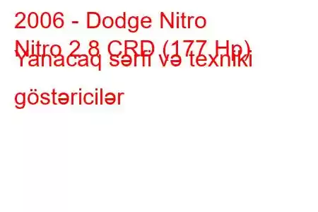 2006 - Dodge Nitro
Nitro 2.8 CRD (177 Hp) Yanacaq sərfi və texniki göstəricilər