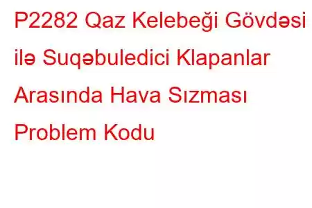 P2282 Qaz Kelebeği Gövdəsi ilə Suqəbuledici Klapanlar Arasında Hava Sızması Problem Kodu