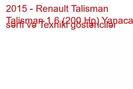 2015 - Renault Talisman
Talisman 1.6 (200 Hp) Yanacaq sərfi və Texniki göstəricilər