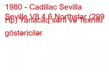 1980 - Cadillac Sevilla
Seville V8 4.6 Northstar (299 Hp) Yanacaq sərfi və Texniki göstəricilər