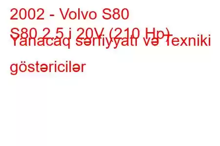 2002 - Volvo S80
S80 2.5 i 20V (210 Hp) Yanacaq sərfiyyatı və Texniki göstəricilər