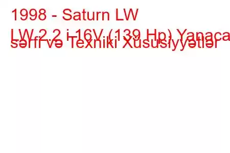 1998 - Saturn LW
LW 2.2 i 16V (139 Hp) Yanacaq sərfi və Texniki Xüsusiyyətlər