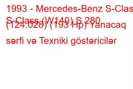 1993 - Mercedes-Benz S-Class
S-Class (W140) S 280 (124.028) (193 Hp) Yanacaq sərfi və Texniki göstəricilər