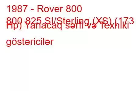 1987 - Rover 800
800 825 SI/Sterling (XS) (173 Hp) Yanacaq sərfi və Texniki göstəricilər