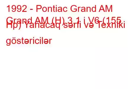 1992 - Pontiac Grand AM
Grand AM (H) 3.1 i V6 (155 Hp) Yanacaq sərfi və Texniki göstəricilər