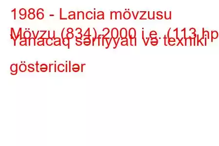 1986 - Lancia mövzusu
Mövzu (834) 2000 i.e. (113 hp) Yanacaq sərfiyyatı və texniki göstəricilər