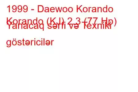 1999 - Daewoo Korando
Korando (KJ) 2.3 (77 Hp) Yanacaq sərfi və Texniki göstəricilər