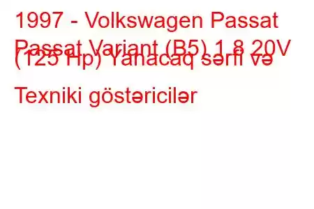 1997 - Volkswagen Passat
Passat Variant (B5) 1.8 20V (125 Hp) Yanacaq sərfi və Texniki göstəricilər