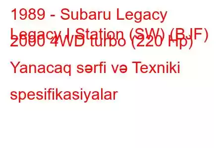 1989 - Subaru Legacy
Legacy I Station (SW) (BJF) 2000 4WD turbo (220 Hp) Yanacaq sərfi və Texniki spesifikasiyalar