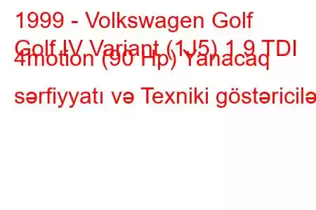 1999 - Volkswagen Golf
Golf IV Variant (1J5) 1.9 TDI 4motion (90 Hp) Yanacaq sərfiyyatı və Texniki göstəricilər