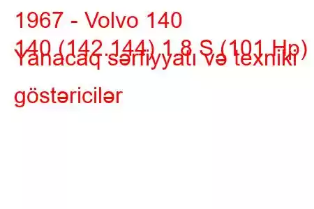 1967 - Volvo 140
140 (142.144) 1.8 S (101 Hp) Yanacaq sərfiyyatı və texniki göstəricilər