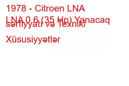 1978 - Citroen LNA
LNA 0.6 (35 Hp) Yanacaq sərfiyyatı və Texniki Xüsusiyyətlər