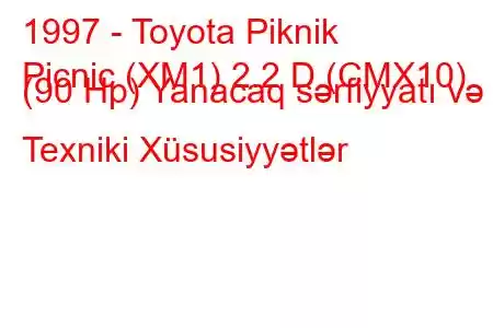 1997 - Toyota Piknik
Picnic (XM1) 2.2 D (CMX10) (90 Hp) Yanacaq sərfiyyatı və Texniki Xüsusiyyətlər