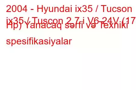 2004 - Hyundai ix35 / Tucson
ix35 / Tuscon 2.7 i V6 24V (173 Hp) Yanacaq sərfi və Texniki spesifikasiyalar