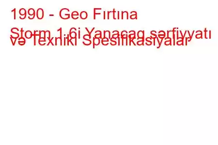 1990 - Geo Fırtına
Storm 1.6i Yanacaq sərfiyyatı və Texniki Spesifikasiyalar