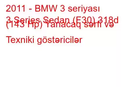 2011 - BMW 3 seriyası
3 Series Sedan (F30) 318d (143 Hp) Yanacaq sərfi və Texniki göstəricilər