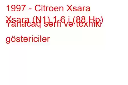 1997 - Citroen Xsara
Xsara (N1) 1.6 i (88 Hp) Yanacaq sərfi və texniki göstəricilər