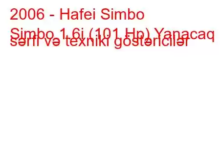 2006 - Hafei Simbo
Simbo 1.6i (101 Hp) Yanacaq sərfi və texniki göstəricilər