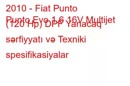 2010 - Fiat Punto
Punto Evo 1.6 16V Multijet (120 Hp) DPF Yanacaq sərfiyyatı və Texniki spesifikasiyalar