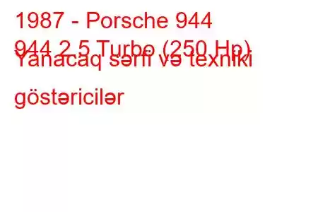 1987 - Porsche 944
944 2.5 Turbo (250 Hp) Yanacaq sərfi və texniki göstəricilər