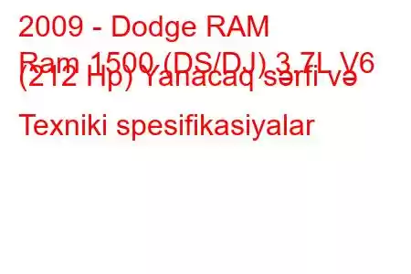 2009 - Dodge RAM
Ram 1500 (DS/DJ) 3.7L V6 (212 Hp) Yanacaq sərfi və Texniki spesifikasiyalar