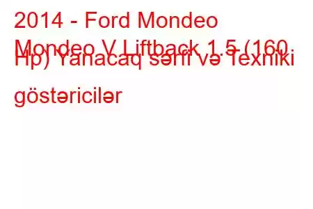 2014 - Ford Mondeo
Mondeo V Liftback 1.5 (160 Hp) Yanacaq sərfi və Texniki göstəricilər