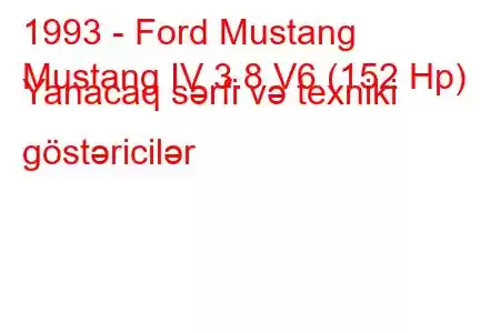 1993 - Ford Mustang
Mustang IV 3.8 V6 (152 Hp) Yanacaq sərfi və texniki göstəricilər