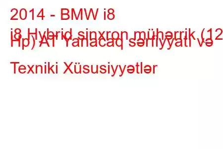 2014 - BMW i8
i8 Hybrid sinxron mühərrik (129 Hp) AT Yanacaq sərfiyyatı və Texniki Xüsusiyyətlər