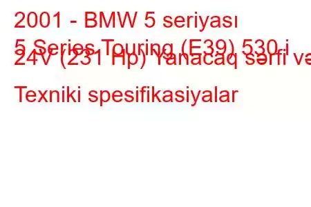 2001 - BMW 5 seriyası
5 Series Touring (E39) 530 i 24V (231 Hp) Yanacaq sərfi və Texniki spesifikasiyalar