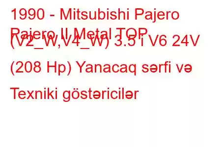 1990 - Mitsubishi Pajero
Pajero II Metal TOP (V2_W,V4_W) 3.5 i V6 24V (208 Hp) Yanacaq sərfi və Texniki göstəricilər