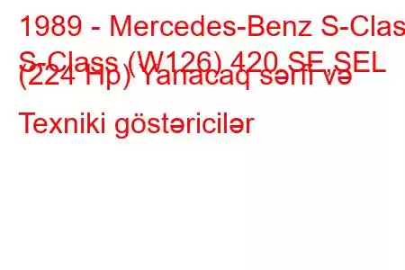 1989 - Mercedes-Benz S-Class
S-Class (W126) 420 SE,SEL (224 Hp) Yanacaq sərfi və Texniki göstəricilər