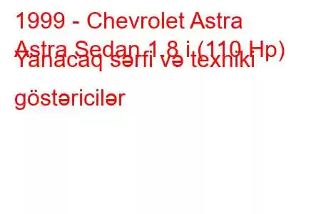 1999 - Chevrolet Astra
Astra Sedan 1.8 i (110 Hp) Yanacaq sərfi və texniki göstəricilər