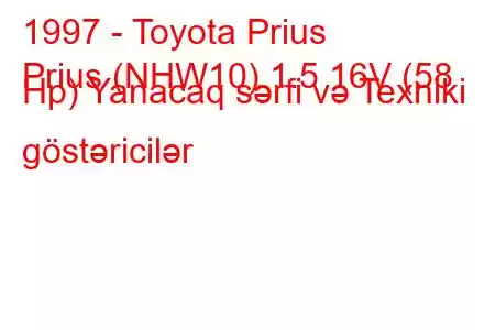 1997 - Toyota Prius
Prius (NHW10) 1.5 16V (58 Hp) Yanacaq sərfi və Texniki göstəricilər