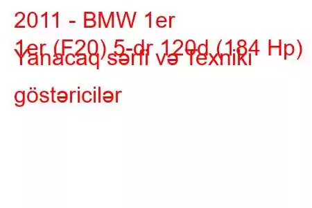 2011 - BMW 1er
1er (F20) 5-dr 120d (184 Hp) Yanacaq sərfi və Texniki göstəricilər