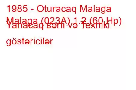 1985 - Oturacaq Malaga
Malaga (023A) 1.2 (60 Hp) Yanacaq sərfi və Texniki göstəricilər