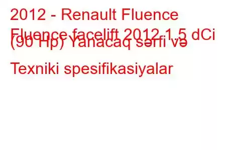 2012 - Renault Fluence
Fluence facelift 2012 1.5 dCi (90 Hp) Yanacaq sərfi və Texniki spesifikasiyalar