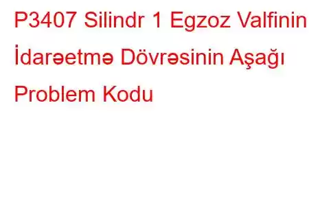 P3407 Silindr 1 Egzoz Valfinin İdarəetmə Dövrəsinin Aşağı Problem Kodu